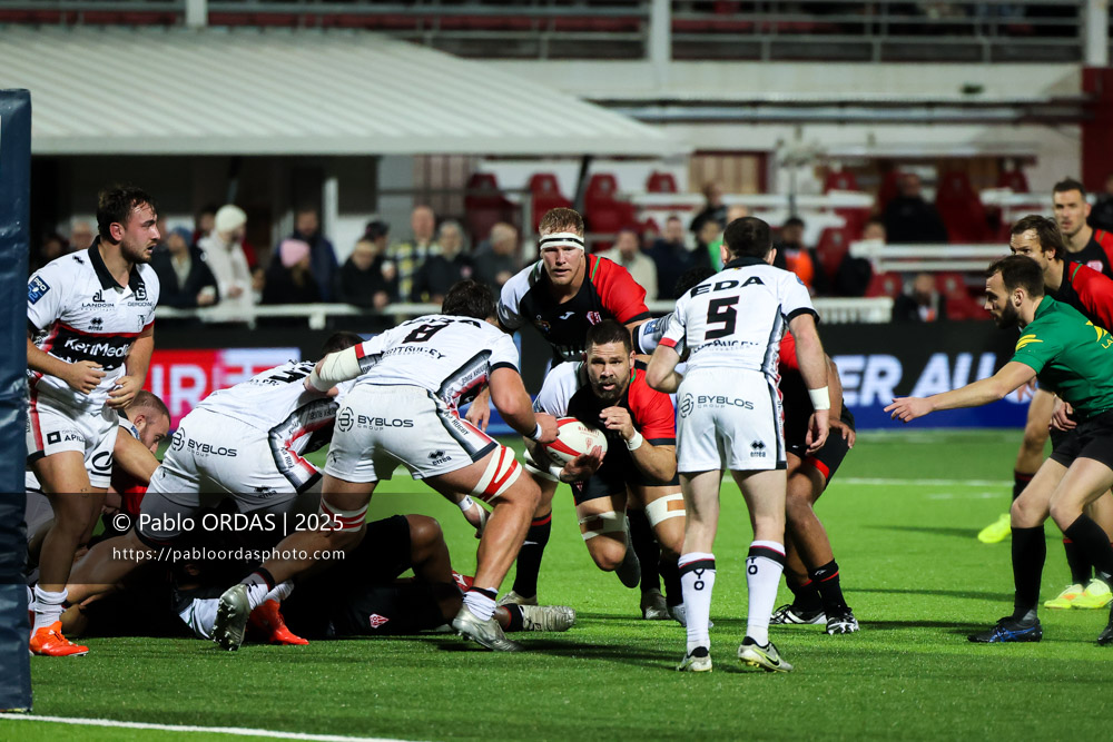 Cornell du Preez, lors du match de Pro D2 entre le Biarritz olympique et Oyonnax, le 19 décembre 2025 au stade Aguiléra de Biarritz, France (Photo Pablo ORDAS)