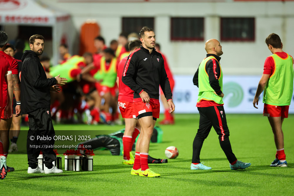 Kylian Jaminet, lors du match de Pro D2 entre le Biarritz olympique et Valence Romans, le 5 décembre 2025 au stade Aguiléra de Biarritz, France (Photo Pablo ORDAS)