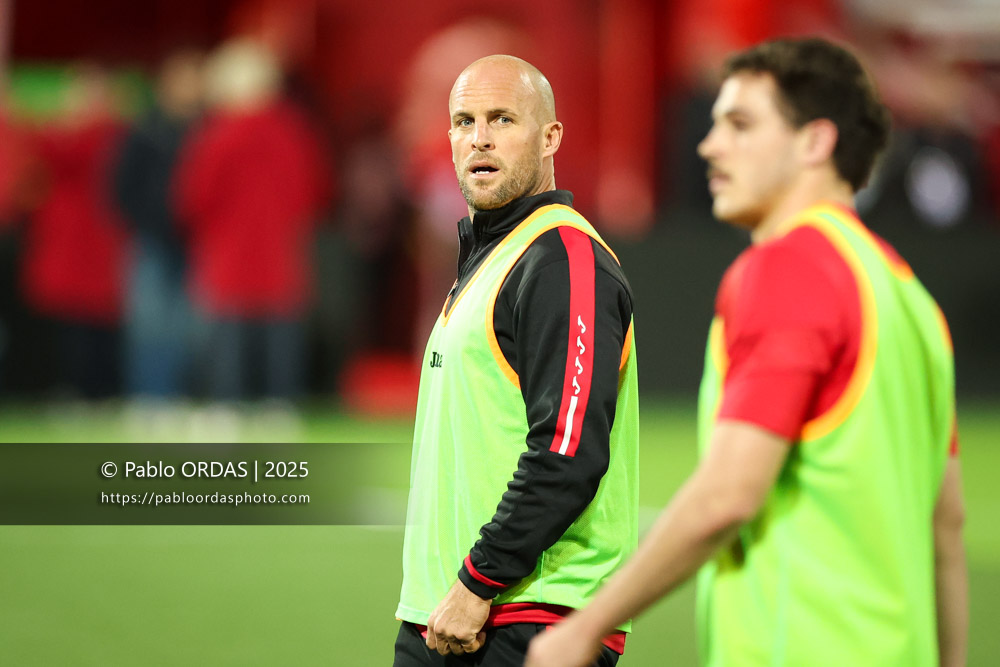 Mathieu Acebes, lors du match de Pro D2 entre le Biarritz olympique et Valence Romans, le 5 décembre 2025 au stade Aguiléra de Biarritz, France (Photo Pablo ORDAS)