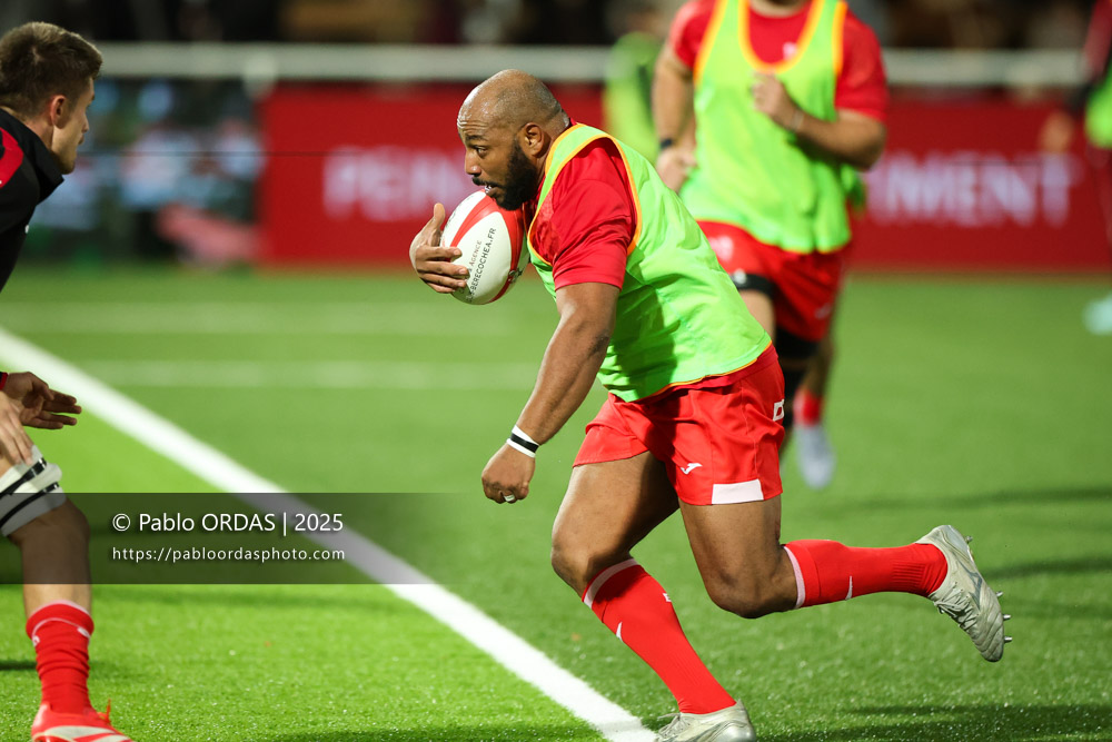 Alexandre Plantier, lors du match de Pro D2 entre le Biarritz olympique et Valence Romans, le 5 décembre 2025 au stade Aguiléra de Biarritz, France (Photo Pablo ORDAS)