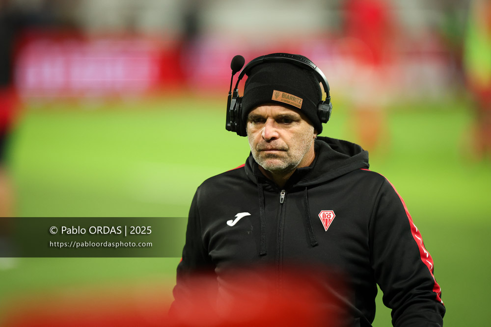 Sébastien Buada, lors du match de Pro D2 entre le Biarritz olympique et Valence Romans, le 5 décembre 2025 au stade Aguiléra de Biarritz, France (Photo Pablo ORDAS)