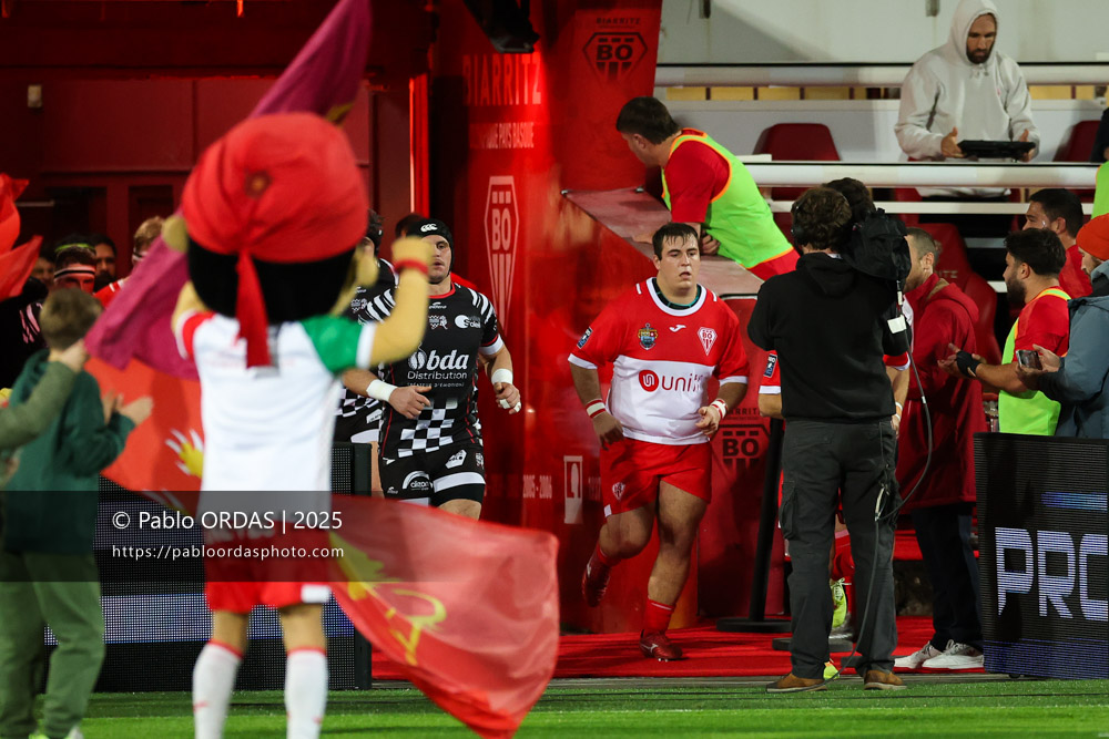 François Mur, lors du match de Pro D2 entre le Biarritz olympique et Valence Romans, le 5 décembre 2025 au stade Aguiléra de Biarritz, France (Photo Pablo ORDAS)