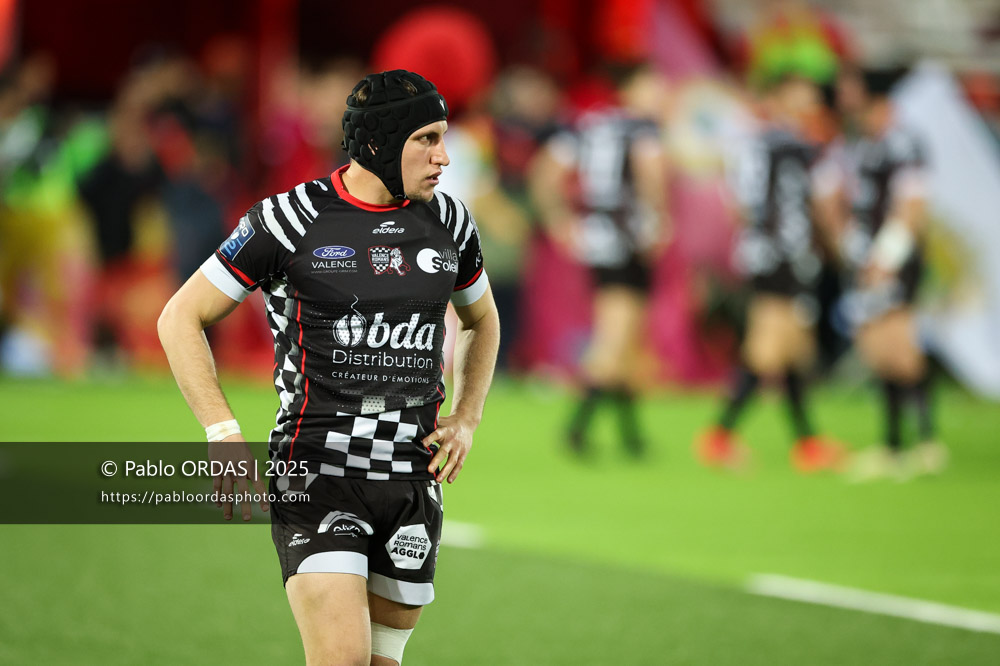 Thomas Rozière, lors du match de Pro D2 entre le Biarritz olympique et Valence Romans, le 5 décembre 2025 au stade Aguiléra de Biarritz, France (Photo Pablo ORDAS)