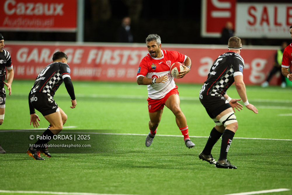 Yann David, lors du match de Pro D2 entre le Biarritz olympique et Valence Romans, le 5 décembre 2025 au stade Aguiléra de Biarritz, France (Photo Pablo ORDAS)