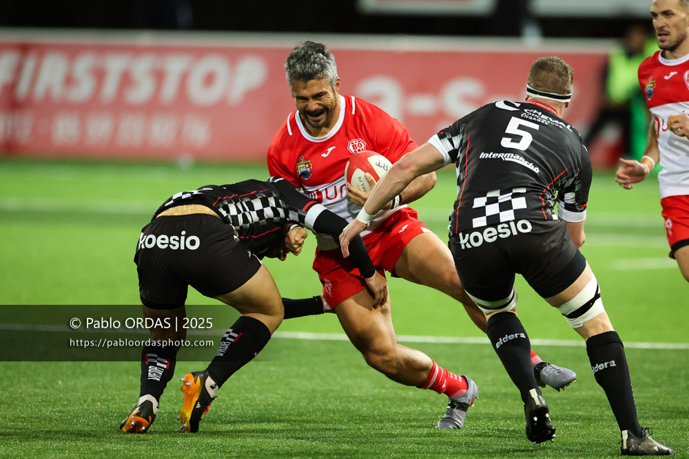 Yann David, lors du match de Pro D2 entre le Biarritz olympique et Valence Romans, le 5 décembre 2025 au stade Aguiléra de Biarritz, France (Photo Pablo ORDAS)