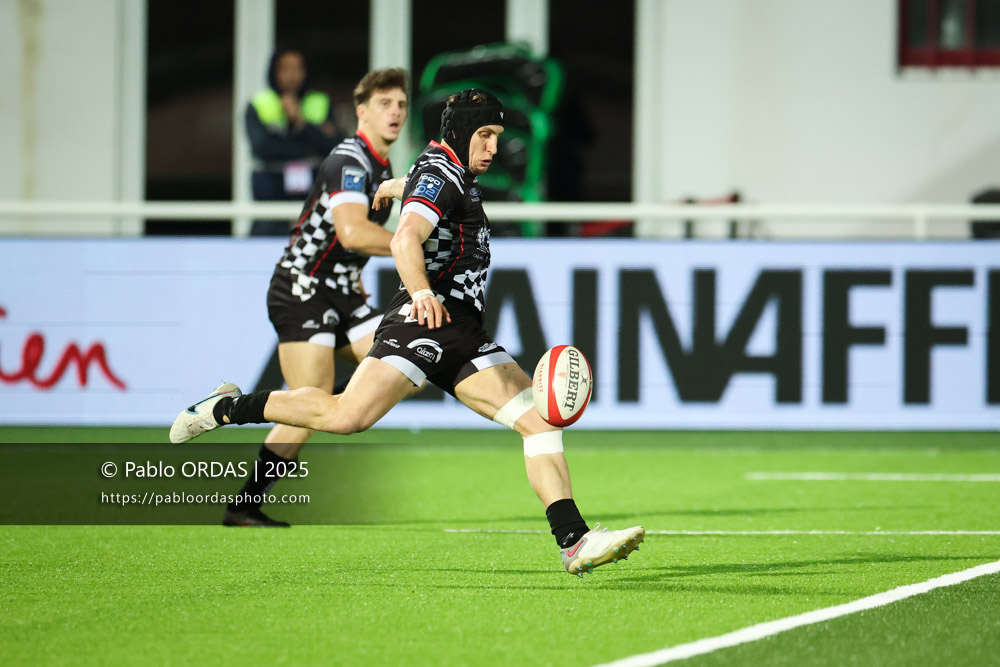 Thomas Rozière, lors du match de Pro D2 entre le Biarritz olympique et Valence Romans, le 5 décembre 2025 au stade Aguiléra de Biarritz, France (Photo Pablo ORDAS)