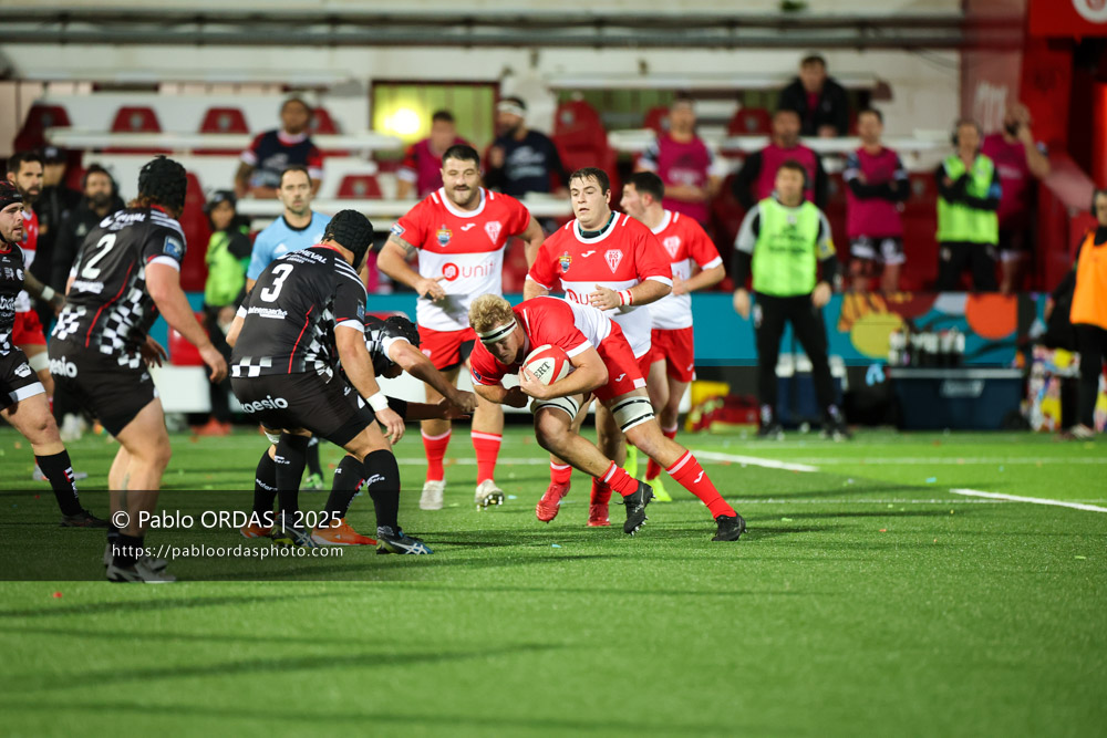 Heath Backhouse, lors du match de Pro D2 entre le Biarritz olympique et Valence Romans, le 5 décembre 2025 au stade Aguiléra de Biarritz, France (Photo Pablo ORDAS)