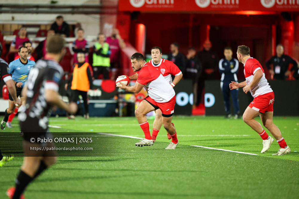 Hugo Pirlet, lors du match de Pro D2 entre le Biarritz olympique et Valence Romans, le 5 décembre 2025 au stade Aguiléra de Biarritz, France (Photo Pablo ORDAS)