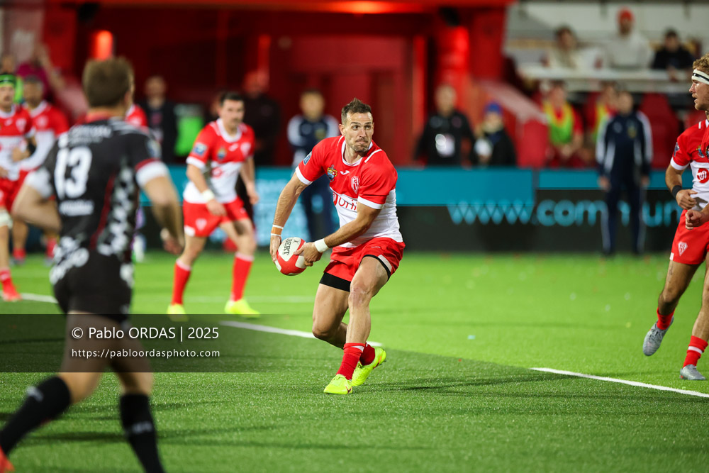 Kylian Jaminet, lors du match de Pro D2 entre le Biarritz olympique et Valence Romans, le 5 décembre 2025 au stade Aguiléra de Biarritz, France (Photo Pablo ORDAS)
