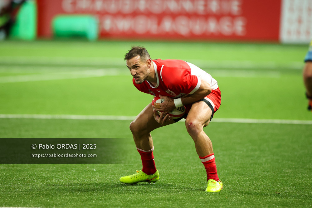 Kylian Jaminet, lors du match de Pro D2 entre le Biarritz olympique et Valence Romans, le 5 décembre 2025 au stade Aguiléra de Biarritz, France (Photo Pablo ORDAS)