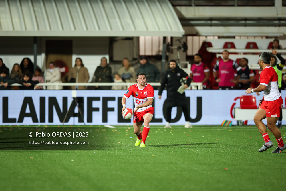 Edgar Retière, lors du match de Pro D2 entre le Biarritz olympique et Valence Romans, le 5 décembre 2025 au stade Aguiléra de Biarritz, France (Photo Pablo ORDAS)