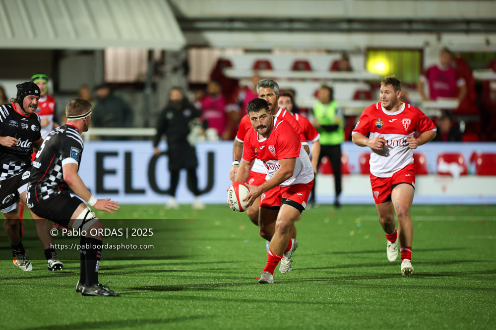 Hugo Pirlet, lors du match de Pro D2 entre le Biarritz olympique et Valence Romans, le 5 décembre 2025 au stade Aguiléra de Biarritz, France (Photo Pablo ORDAS)