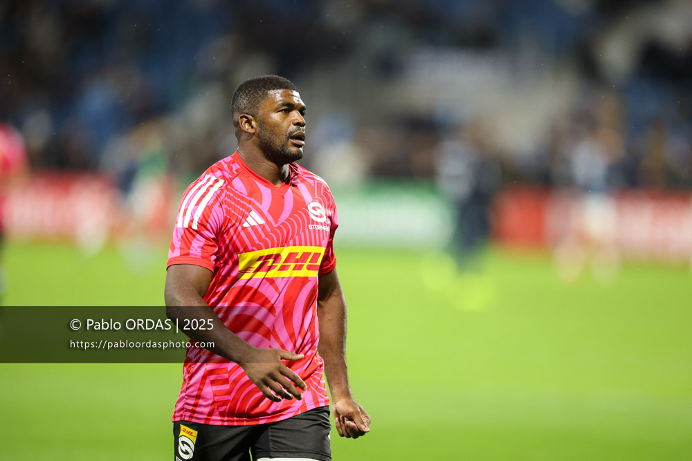 Dylan Maart, lors du match de Champions Cup entre l'Aviron bayonnais et les Stormers, le 5 décembre 2025 au stade Jean Dauger de Bayonne, France (Photo Pablo ORDAS)