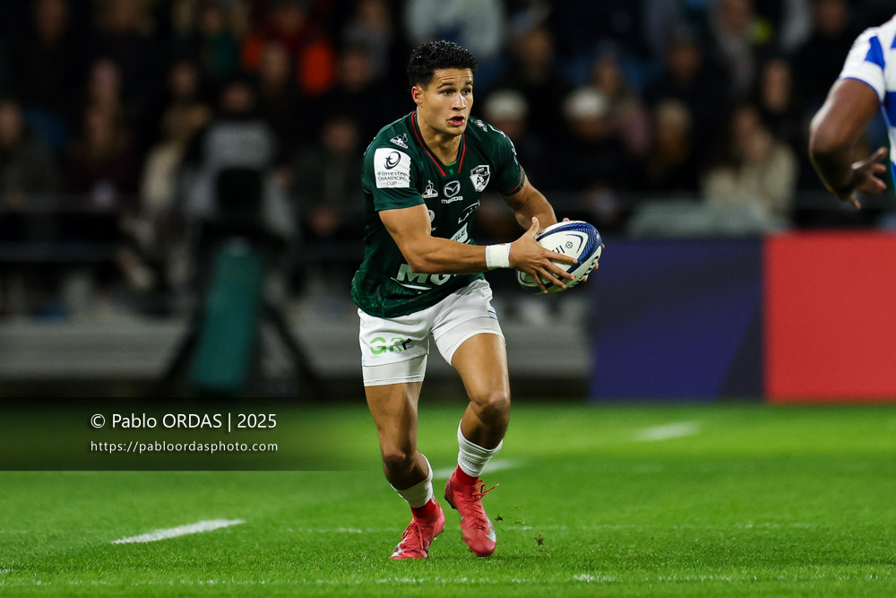 Tom Spring, lors du match de Champions Cup entre l'Aviron bayonnais et les Stormers, le 5 décembre 2025 au stade Jean Dauger de Bayonne, France (Photo Pablo ORDAS)