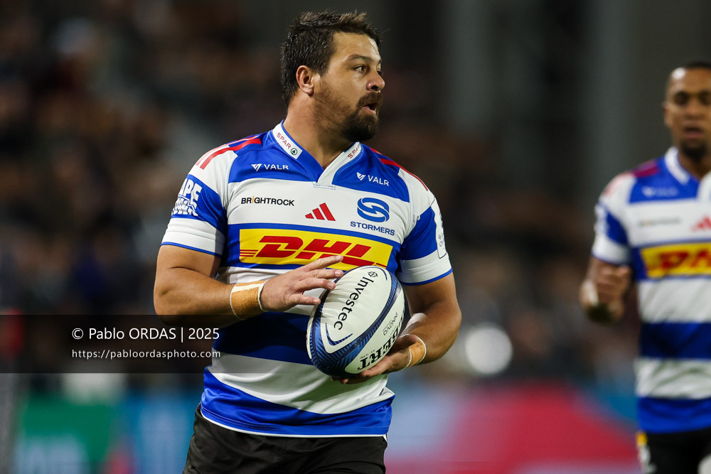Clinton Swart, lors du match de Champions Cup entre l'Aviron bayonnais et les Stormers, le 5 décembre 2025 au stade Jean Dauger de Bayonne, France (Photo Pablo ORDAS)