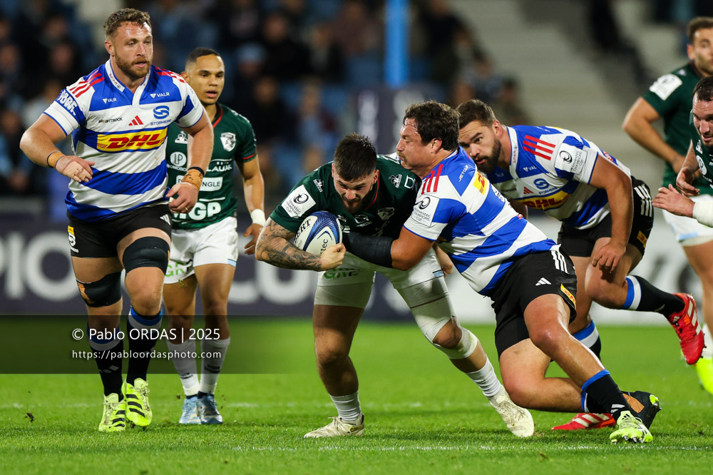 Vincent Giudicelli, lors du match de Champions Cup entre l'Aviron bayonnais et les Stormers, le 5 décembre 2025 au stade Jean Dauger de Bayonne, France (Photo Pablo ORDAS)