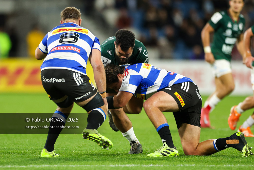 Marco Fepulea'i, lors du match de Champions Cup entre l'Aviron bayonnais et les Stormers, le 5 décembre 2025 au stade Jean Dauger de Bayonne, France (Photo Pablo ORDAS)