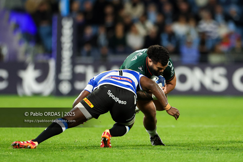 Marco Fepulea'i, lors du match de Champions Cup entre l'Aviron bayonnais et les Stormers, le 5 décembre 2025 au stade Jean Dauger de Bayonne, France (Photo Pablo ORDAS)