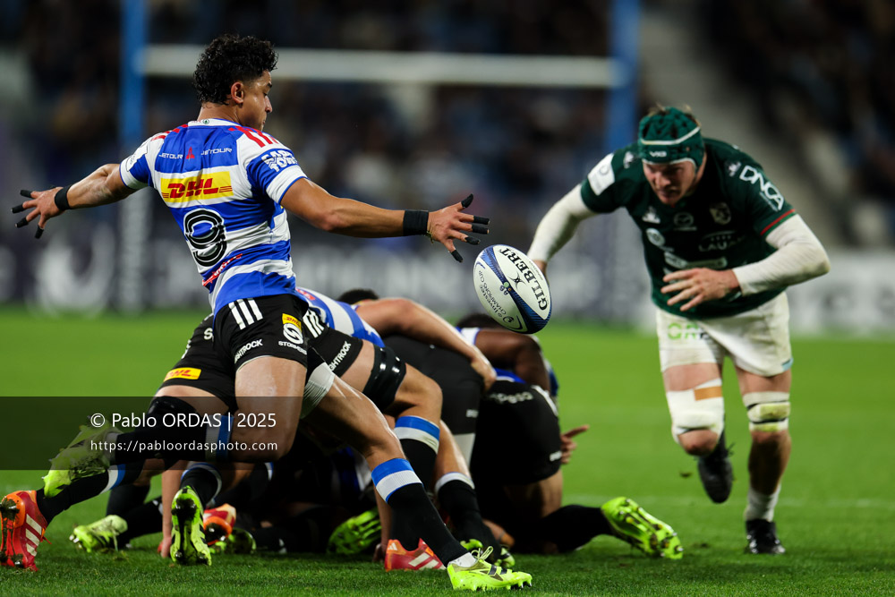 Imad Khan, lors du match de Champions Cup entre l'Aviron bayonnais et les Stormers, le 5 décembre 2025 au stade Jean Dauger de Bayonne, France (Photo Pablo ORDAS)