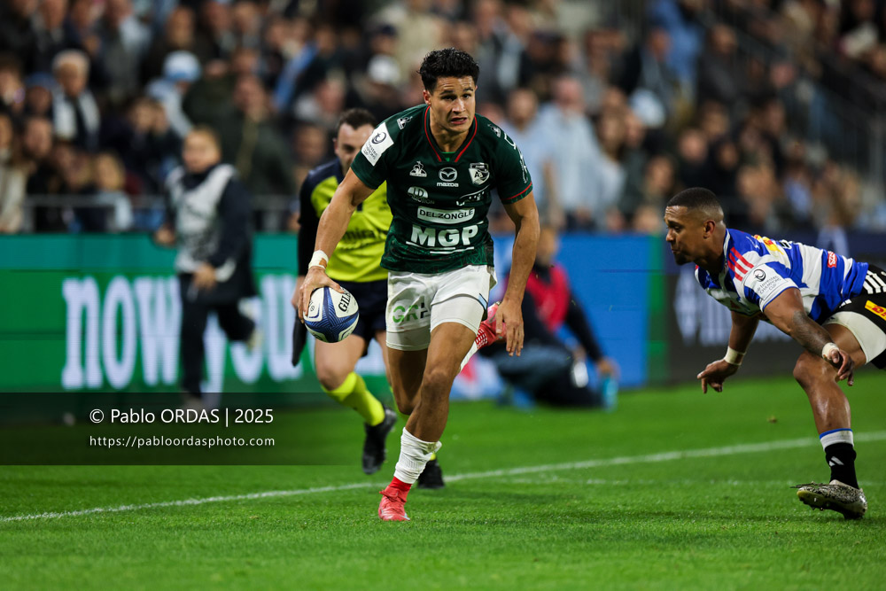 Tom Spring, lors du match de Champions Cup entre l'Aviron bayonnais et les Stormers, le 5 décembre 2025 au stade Jean Dauger de Bayonne, France (Photo Pablo ORDAS)