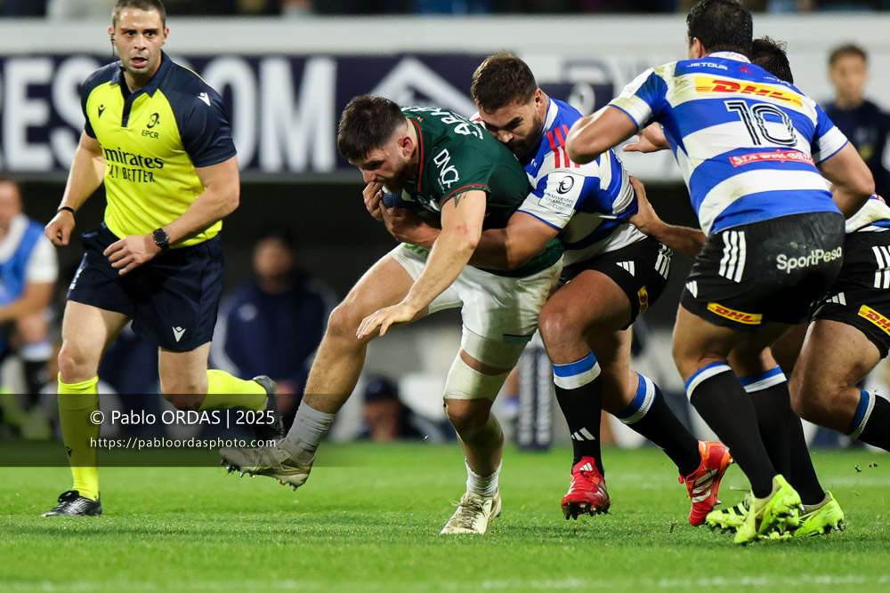 Vincent Giudicelli, lors du match de Champions Cup entre l'Aviron bayonnais et les Stormers, le 5 décembre 2025 au stade Jean Dauger de Bayonne, France (Photo Pablo ORDAS)