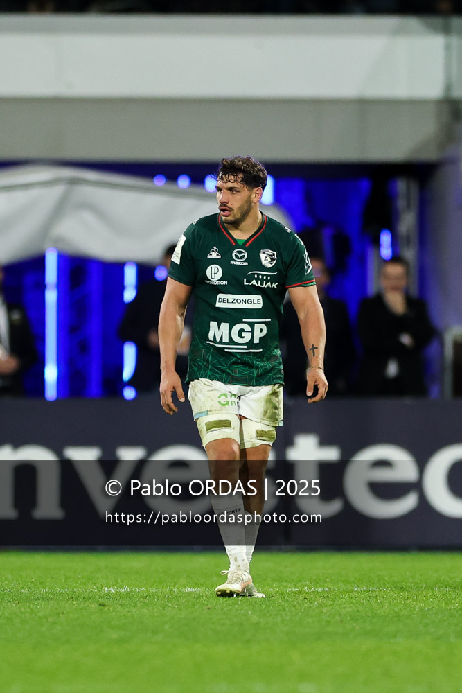 Alexandre Fischer, lors du match de Champions Cup entre l'Aviron bayonnais et les Stormers, le 5 décembre 2025 au stade Jean Dauger de Bayonne, France (Photo Pablo ORDAS)