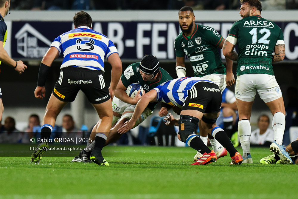 Alvaro Garcia Iandolino, lors du match de Champions Cup entre l'Aviron bayonnais et les Stormers, le 5 décembre 2025 au stade Jean Dauger de Bayonne, France (Photo Pablo ORDAS)