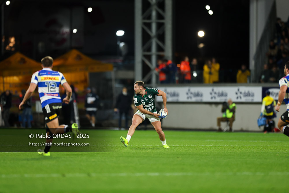 Joris Segonds, lors du match de Champions Cup entre l'Aviron bayonnais et les Stormers, le 5 décembre 2025 au stade Jean Dauger de Bayonne, France (Photo Pablo ORDAS)