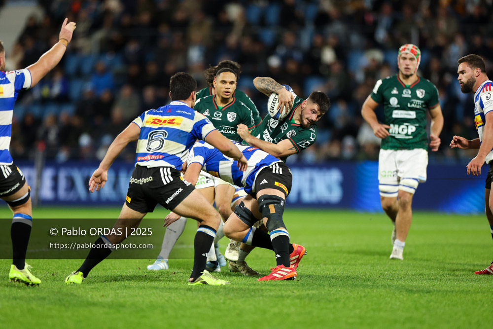 Vincent Giudicelli, lors du match de Champions Cup entre l'Aviron bayonnais et les Stormers, le 5 décembre 2025 au stade Jean Dauger de Bayonne, France (Photo Pablo ORDAS)