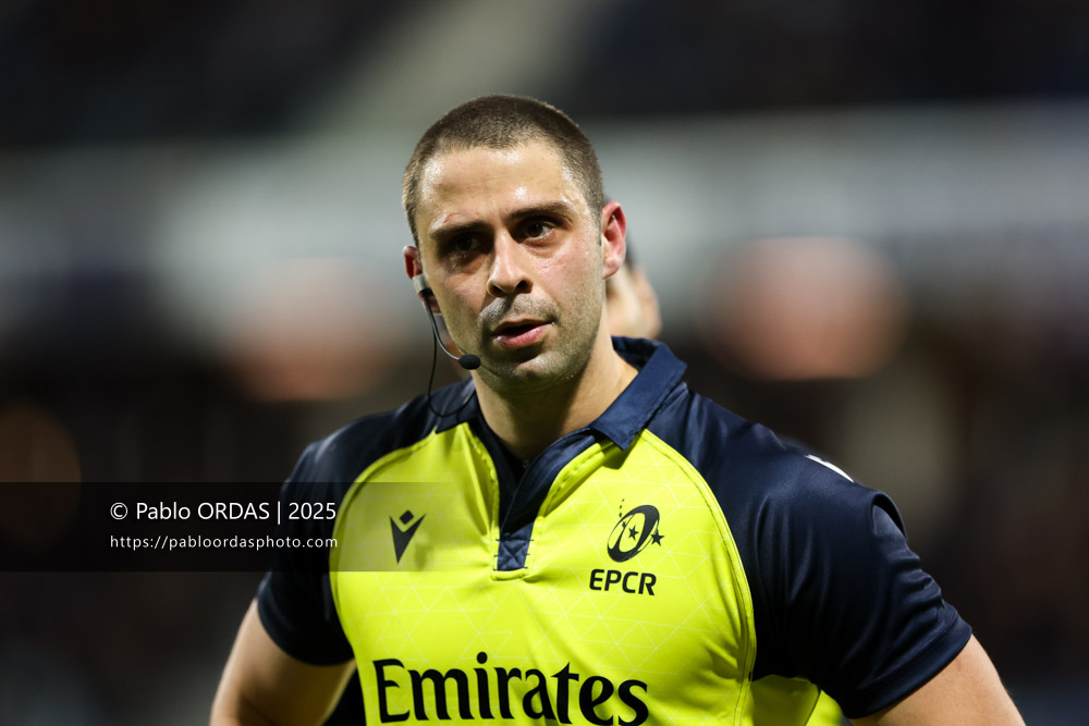 Nika Amashukeli, lors du match de Champions Cup entre l'Aviron bayonnais et les Stormers, le 5 décembre 2025 au stade Jean Dauger de Bayonne, France (Photo Pablo ORDAS)