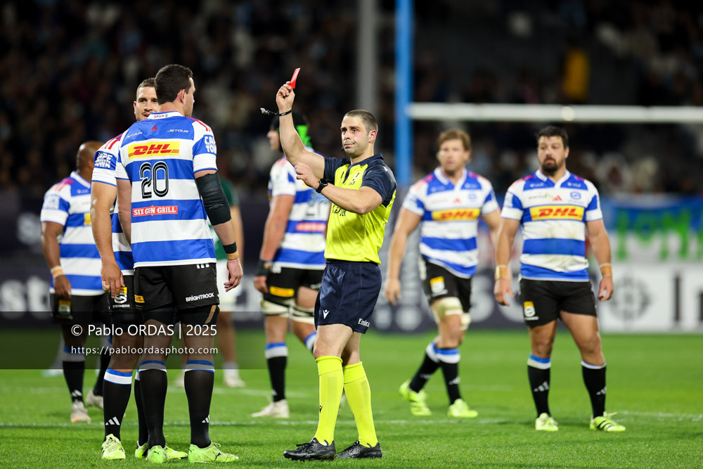 Nika Amashukeli, lors du match de Champions Cup entre l'Aviron bayonnais et les Stormers, le 5 décembre 2025 au stade Jean Dauger de Bayonne, France (Photo Pablo ORDAS)
