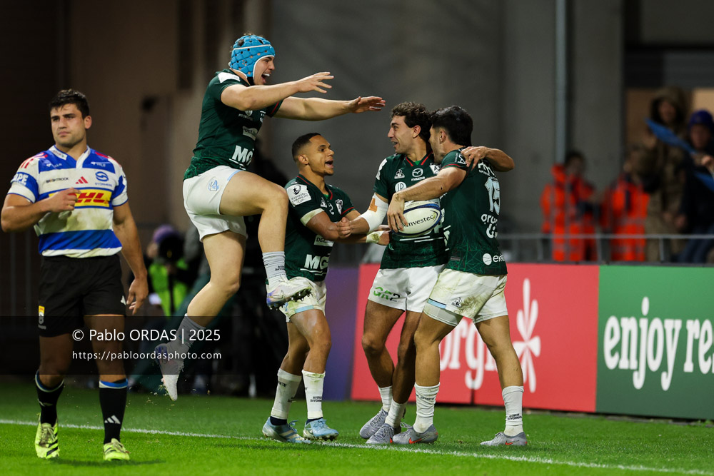 Lucas Martin, lors du match de Champions Cup entre l'Aviron bayonnais et les Stormers, le 5 décembre 2025 au stade Jean Dauger de Bayonne, France (Photo Pablo ORDAS)