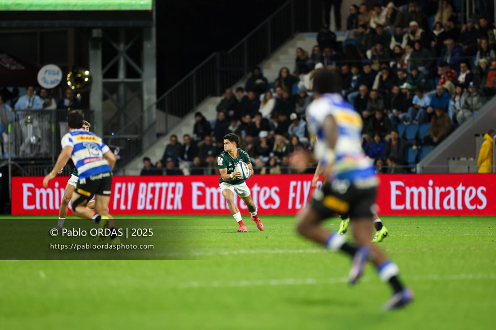 Tom Spring, lors du match de Champions Cup entre l'Aviron bayonnais et les Stormers, le 5 décembre 2025 au stade Jean Dauger de Bayonne, France (Photo Pablo ORDAS)