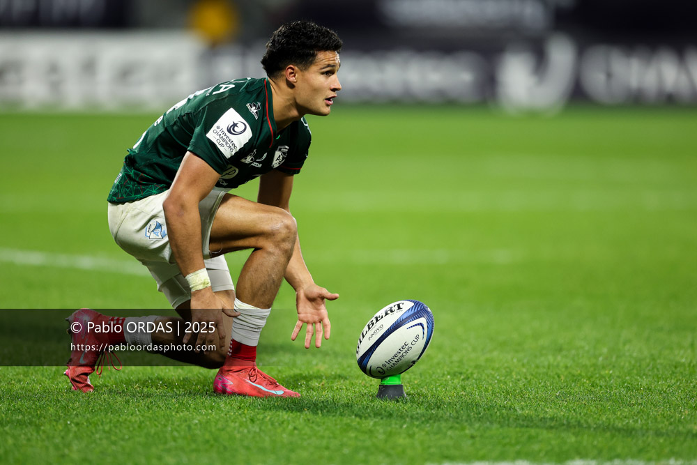Tom Spring, lors du match de Champions Cup entre l'Aviron bayonnais et les Stormers, le 5 décembre 2025 au stade Jean Dauger de Bayonne, France (Photo Pablo ORDAS)