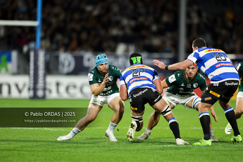 Lucas Martin, lors du match de Champions Cup entre l'Aviron bayonnais et les Stormers, le 5 décembre 2025 au stade Jean Dauger de Bayonne, France (Photo Pablo ORDAS)