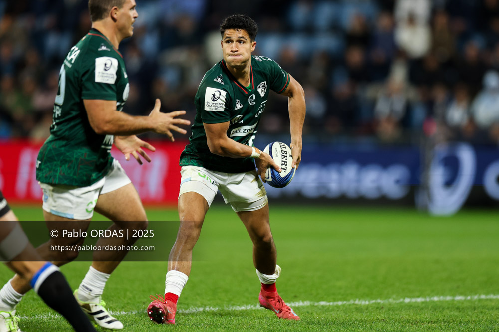 Tom Spring, lors du match de Champions Cup entre l'Aviron bayonnais et les Stormers, le 5 décembre 2025 au stade Jean Dauger de Bayonne, France (Photo Pablo ORDAS)