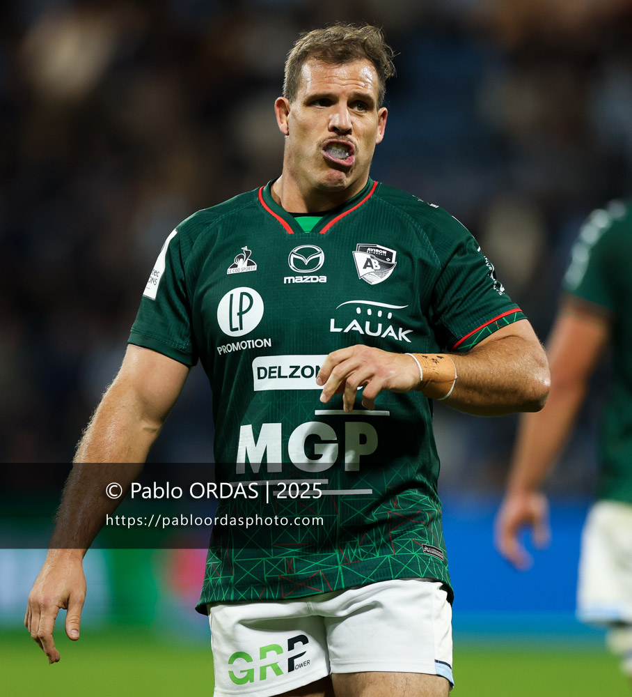 Facundo Bosch, lors du match de Champions Cup entre l'Aviron bayonnais et les Stormers, le 5 décembre 2025 au stade Jean Dauger de Bayonne, France (Photo Pablo ORDAS)
