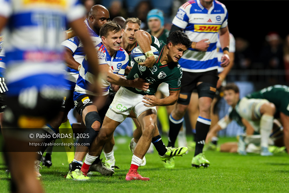 Tom Spring, lors du match de Champions Cup entre l'Aviron bayonnais et les Stormers, le 5 décembre 2025 au stade Jean Dauger de Bayonne, France (Photo Pablo ORDAS)
