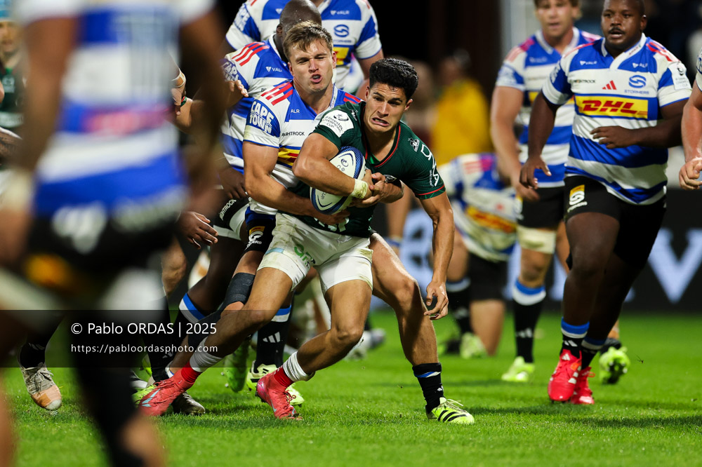 Tom Spring, lors du match de Champions Cup entre l'Aviron bayonnais et les Stormers, le 5 décembre 2025 au stade Jean Dauger de Bayonne, France (Photo Pablo ORDAS)