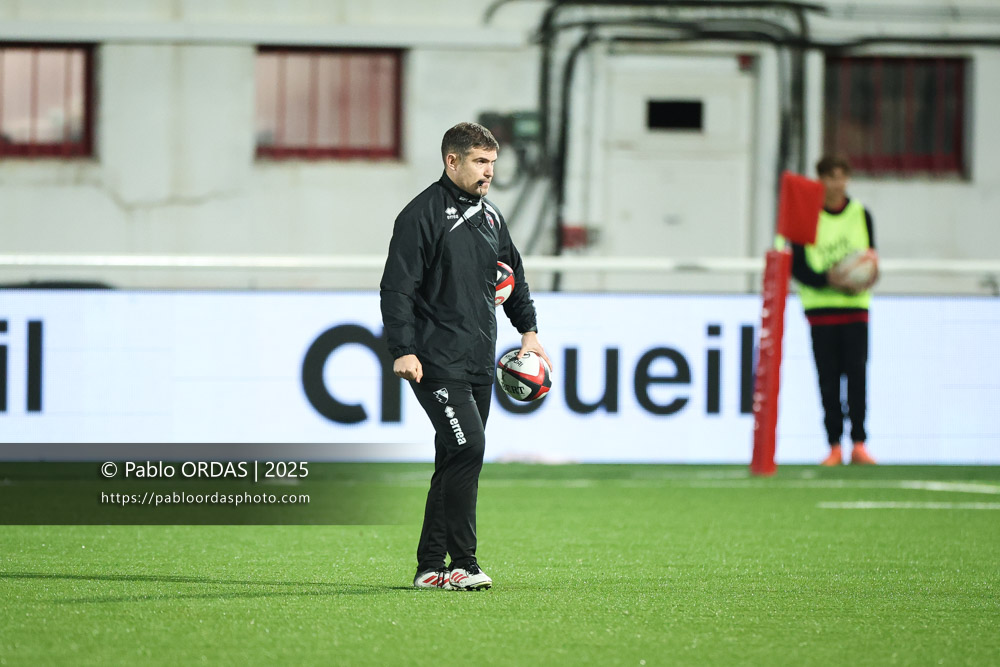 Fabien Cibray, lors du match de Pro D2 entre le Biarritz olympique et Oyonnax, le 19 décembre 2025 au stade Aguiléra de Biarritz, France (Photo Pablo ORDAS)