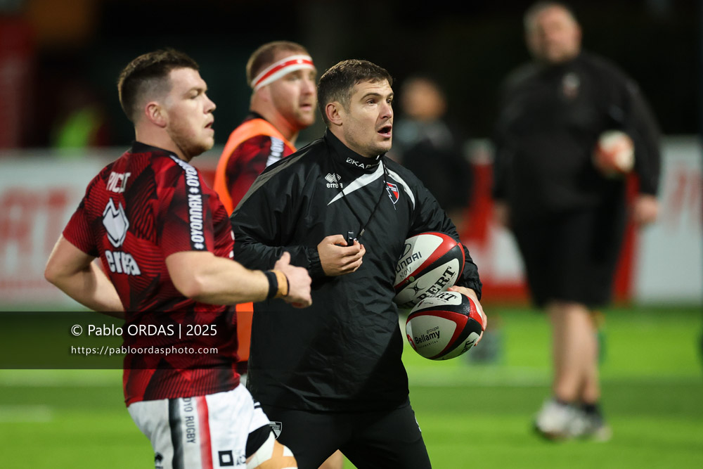Fabien Cibray, lors du match de Pro D2 entre le Biarritz olympique et Oyonnax, le 19 décembre 2025 au stade Aguiléra de Biarritz, France (Photo Pablo ORDAS)