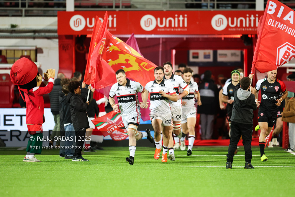 Wandrille Picault, lors du match de Pro D2 entre le Biarritz olympique et Oyonnax, le 19 décembre 2025 au stade Aguiléra de Biarritz, France (Photo Pablo ORDAS)