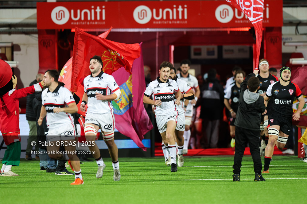 Louis Morland, lors du match de Pro D2 entre le Biarritz olympique et Oyonnax, le 19 décembre 2025 au stade Aguiléra de Biarritz, France (Photo Pablo ORDAS)