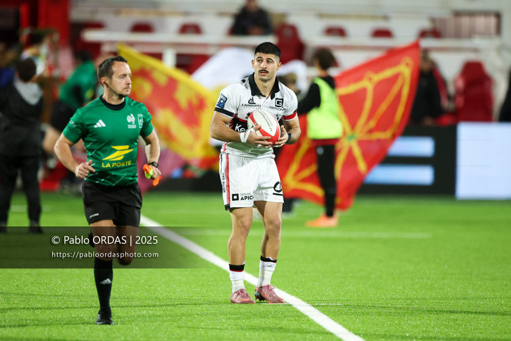 Luka Matkava, lors du match de Pro D2 entre le Biarritz olympique et Oyonnax, le 19 décembre 2025 au stade Aguiléra de Biarritz, France (Photo Pablo ORDAS)