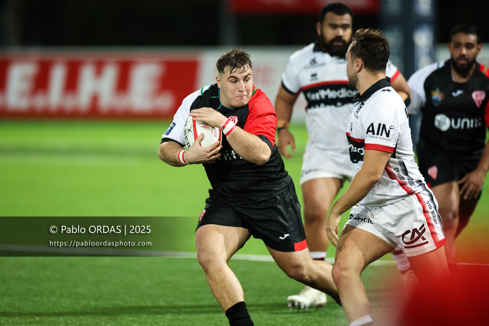 François Mur, lors du match de Pro D2 entre le Biarritz olympique et Oyonnax, le 19 décembre 2025 au stade Aguiléra de Biarritz, France (Photo Pablo ORDAS)