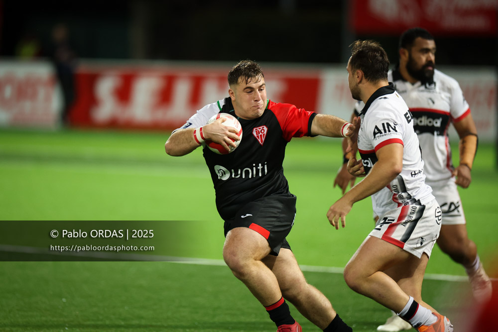François Mur, lors du match de Pro D2 entre le Biarritz olympique et Oyonnax, le 19 décembre 2025 au stade Aguiléra de Biarritz, France (Photo Pablo ORDAS)