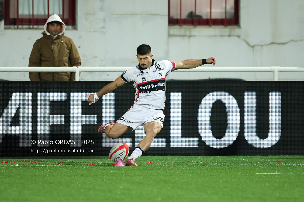 Luka Matkava, lors du match de Pro D2 entre le Biarritz olympique et Oyonnax, le 19 décembre 2025 au stade Aguiléra de Biarritz, France (Photo Pablo ORDAS)