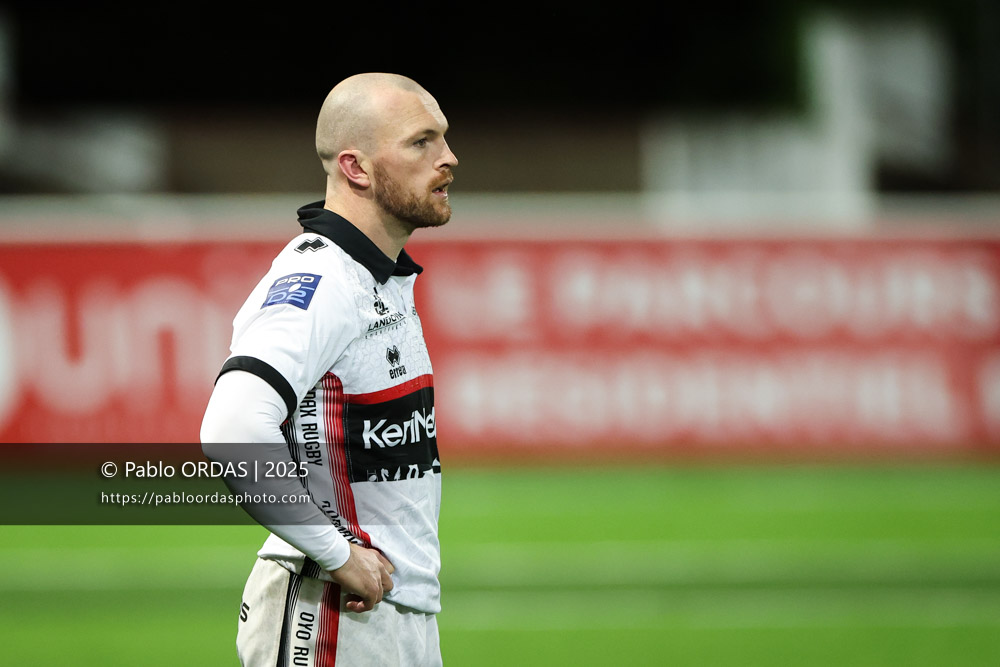 Gavin Stark, lors du match de Pro D2 entre le Biarritz olympique et Oyonnax, le 19 décembre 2025 au stade Aguiléra de Biarritz, France (Photo Pablo ORDAS)