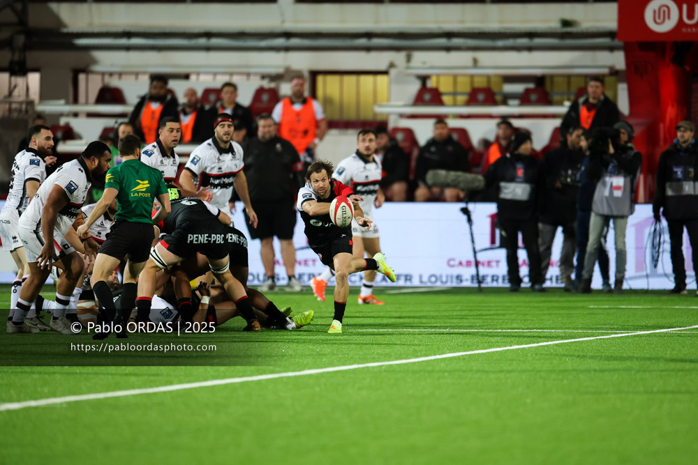 Yann Lesgourgues, lors du match de Pro D2 entre le Biarritz olympique et Oyonnax, le 19 décembre 2025 au stade Aguiléra de Biarritz, France (Photo Pablo ORDAS)