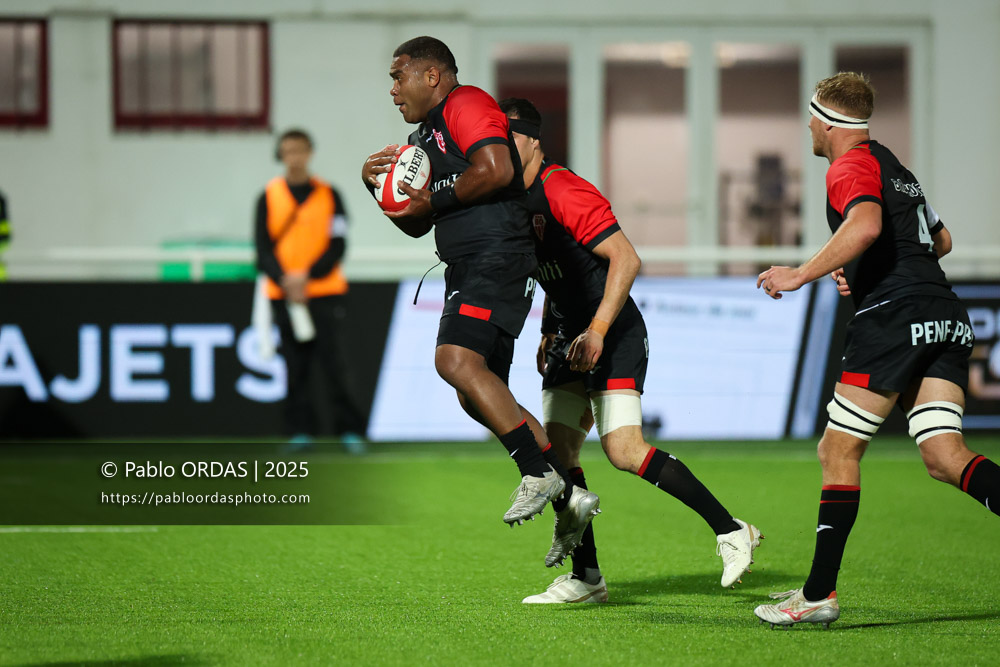 Johnny Dyer, lors du match de Pro D2 entre le Biarritz olympique et Oyonnax, le 19 décembre 2025 au stade Aguiléra de Biarritz, France (Photo Pablo ORDAS)